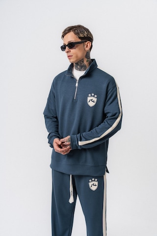 Respire Erkek Şerit Detaylı Yarım Fermuarlı Modal Sweatshirt Petrol