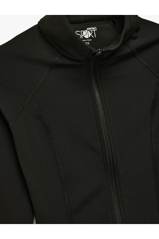 Koton Fermuarlı Uzun Kollu Dik Yaka Slim Fit Spor Sweatshirt Siyah 6wak10164nk Siyah