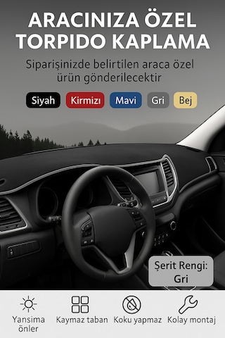 Trobus Volvo 850 1991-1997 3d Torpido Koruma Kılıfı - Gri Biye