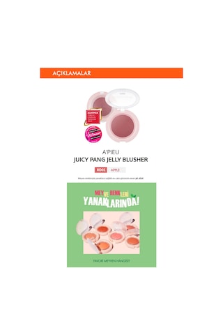 Missha A'PIEU Juicy-Pang Jelly Blusher Meyve Tonlarında Doğal Görünümlü Jel Allık RD01