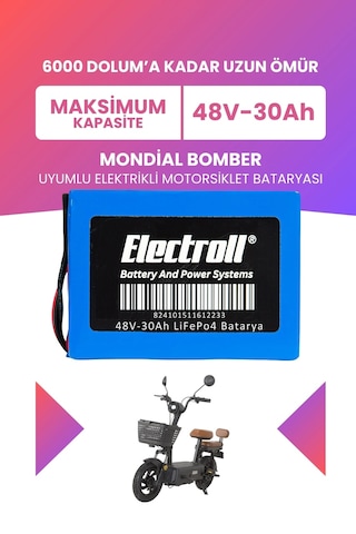 Mondial Bomber Uyumlu Batarya Maksimum Kapasite Lifepo4 48v 30ah Elektrikli Motosiklet Bataryası