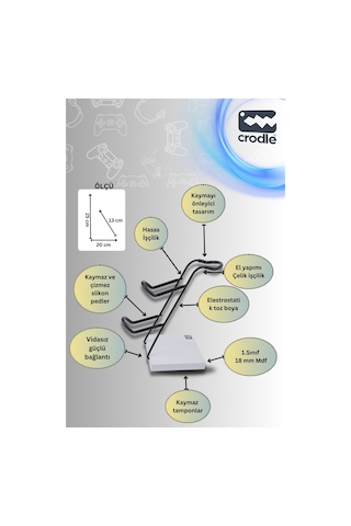 Beyaz Ahşap Ve Siyah Metal Gaming Ps4 Ps5 Xbox Joystick Kontrolle