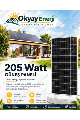 Okyay Enerji 205 Watt Monokristal Güneş Paneli A+