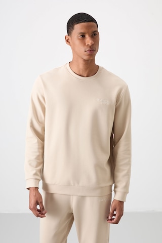 Tommy Life Bej Pamuklu Kalın Yumuşak Dokulu Comfort Fit Nakışlı Erkek Eşofman Takım - 85254 Bej