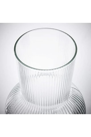 Yuvarlak Cam Vazo - 17 Cm Açık Ahşap