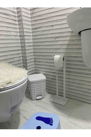 Aju Tuvalet Kağıtlığı Beyaz Yedekli Özel Tasarım Ağır Döküm Devrilmez Banyo Tuvalet Kurulum Gerektirmez Beyaz