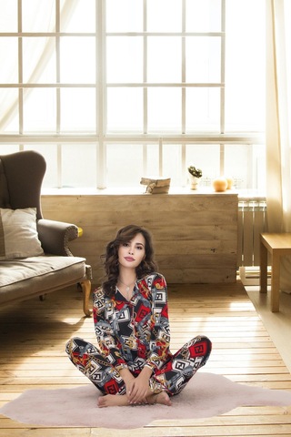 Bebekokusu Rahat Ve Şık Kadın Pijama - Karışık Desenli Desenli
