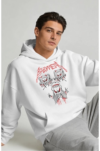 Sevbano Baby Metal Rock Metal Müzik Grubu Sırt Baskılı Unisex Oversize Pr beyaz