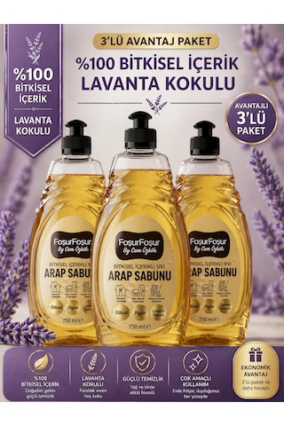 Foşurfoşur By Cem Özkök Lavanta Kokulu Bitkisel Sıvı Arap Sabunu 3 x 750 ML