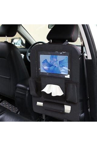 Glanz Araç Koltuk Arkası Organizer Siyah Oto Tablet Telefon Tutucu Araba İçi Düzenleyici