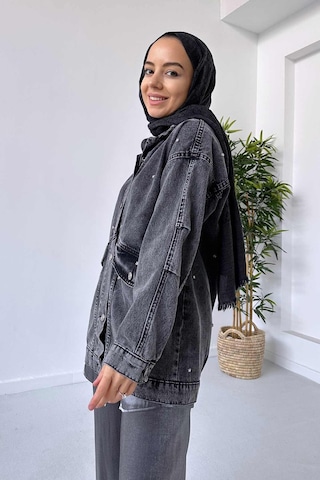 Çift Cep Taşlı Kot Ceket - Antrasit Antrasit