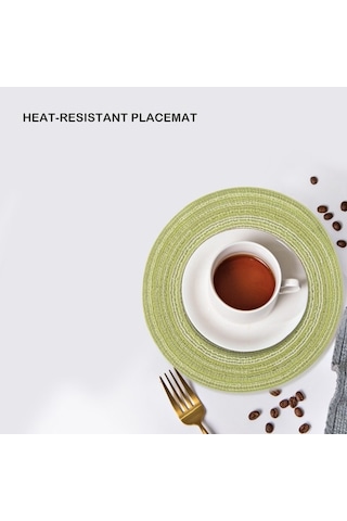 Flybuy Isıya Dayanıklı Kaymaz Amerikan Servis Matı, Yıkanabilir Çimen Yeşili, 18 Cm, 4 Adet Çimen Yeşili