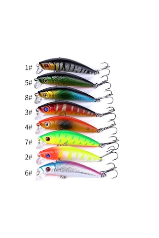 Hengjia 8 Adet Balıkçılık Cazibesi Yapay Minnow Balıkçılık Sert Lures Jig Balıkçılık Yem Iki Kanca Mücadele
