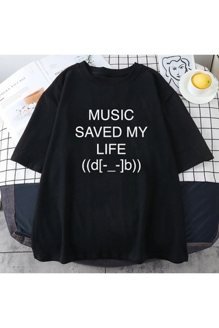 Startmore Beyaz Müzik Kaydedildi Benim Hayat Karikatür Baskı Porter Robinson Gülümseme Siyah