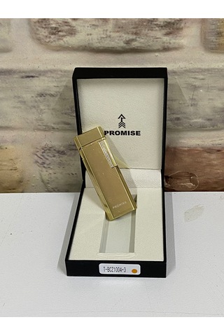 Promise Marka Sarı Gold Renk Gazlı İnce Kişiye Özel Çakmak