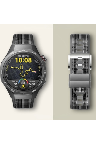 Huawei Watch Gt5 Pro 46mm İle Uyumlu Örgü Desen Metal Tokalı Silikon Akıllı Saat Kordonu