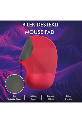 MP01 - Kırmızı Elips Bilek Destekli Konforlu Kaymaz Taban