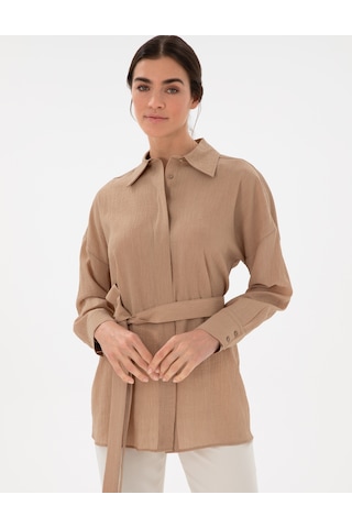 Pierre Cardin Kadın Bej Gömlek Desenli 50306501-vr011 Bej