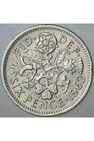 Birleşik Krallık 6 Pence 1962 Kraliçe Iı. Elizabeth 19,5 Mm İngiltere.