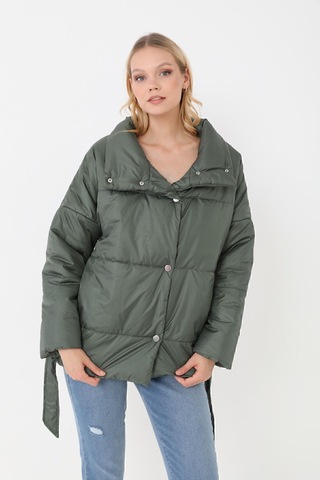 Freemen Kadın Haki Dolgulu Astarlı Su Geçirmez Rüzgara Dayanıklı Oversize Bomber Mont Haki