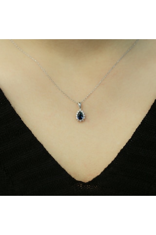 Lova Pırlantalı Damla Safir Anturaj Kolye - 2020003
