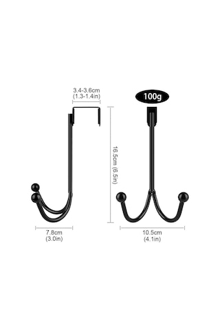 Aputue Kapı Askısı Door Hook, 2 Adet Çift Kancalı Siyah Metal Organizatör, Banyo Ve Yatak Odası İçin Ağır Hizmet Tipi Askı Aparatı, Havlu Bornoz Ceket İçin Çizilmez Süngerli Kapı Arkası Askısı