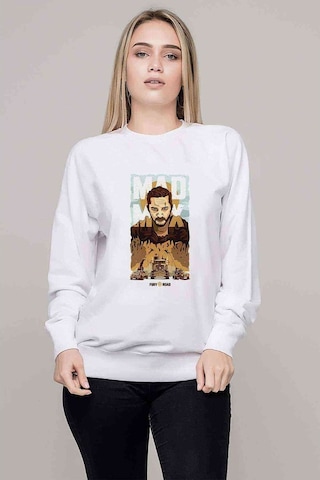 Mad Max Baskılı Beyaz Kadın Sweatshirt