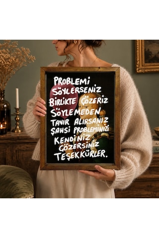 Bk Gift Vintage Klasik Sanat Esprili Sözlü Masif Ahşap Çerçeveli Dekoratif Tablo - 8