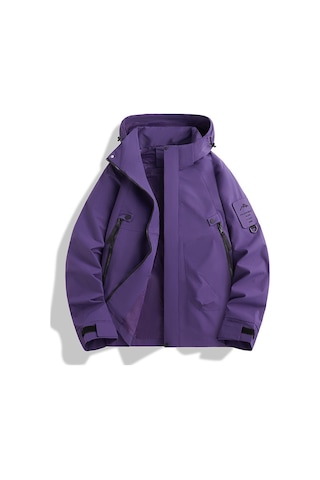 Erkek Ve Kadın Dağ Ceketleri, Rüzgar Geçirmez Ve Su Geçirmez, Açık Hava Sporları İçin İnce Kapüşonlu Mor