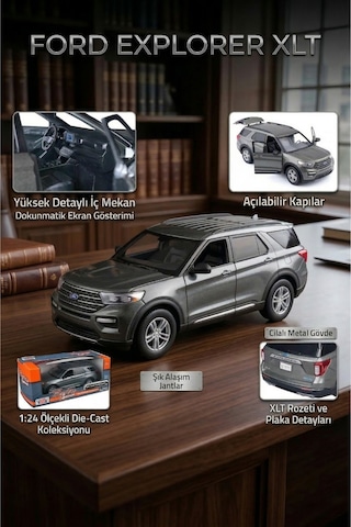 Motor Max 1:24 Ölçek 2022 Ford Explorer Xlt Lacivert Diecast Model Metal Araba Çok Renkli