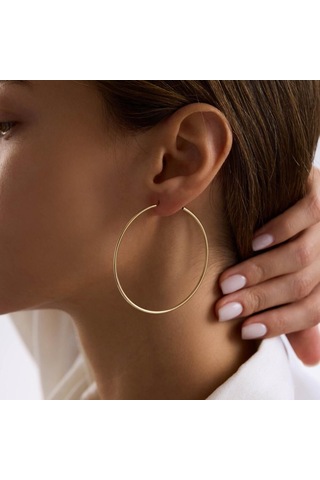 14k Altın Halka Küpe 1,2 Mm 6.0 Cm Gizli Kilit T14297 Renkli