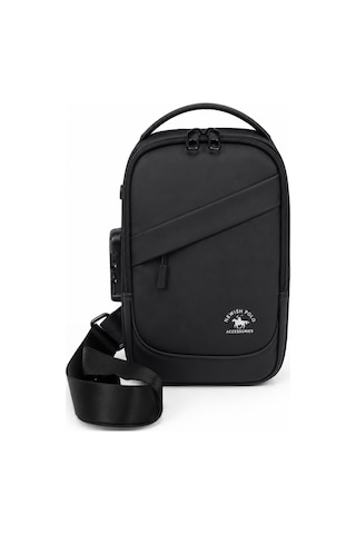 Newish Polo Erkek Siyah Usb Çıkışlı Çapraz Askılı Bel Çantası Ve Cüzdan Kartlık - New422 Siyah - Gri