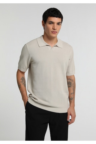 Colin's Colins Regular Fit Polo Yaka Düz Erkek Taş Kısa Kol Kazak Cl1082172 Q1.v2 Stn