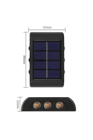 6 Ledli Solar Güneş Enerjili Aplik Led, Dekoratif Duvar Monteli Gün Işığı Led 525089al42yt0042