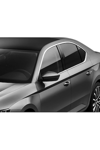Skoda Super B Krom Cam Çerçevesi Tam Tur 2015+ Paslanmaz 12 Parça