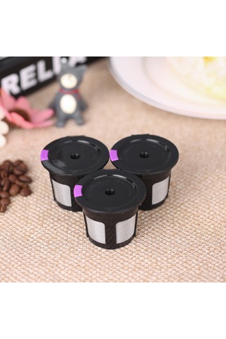 Youtek 3 Adet Tekrarlı Kullanım Kahve Kapsülü Kabuğu - Yiyecek Grubu Pp+304 Paslanmaz Çelik Filtre Siyah