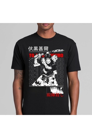 Flood Of Style Anime Desenli Unisex Bay Tişört Jujutsu Hattı Fushiguro Megumi Siyah