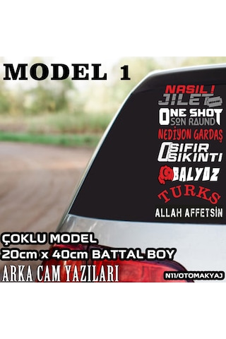 arka cam yazıları - çoklu model türkçe marka yazılı sticker seti