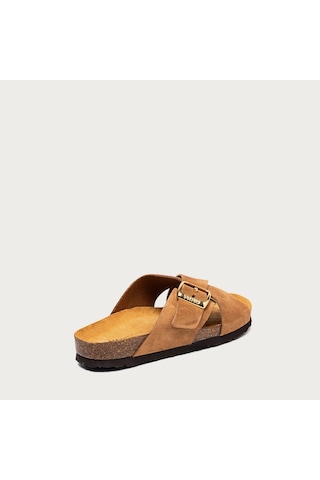 Terra Terlik Kadın 17b3 Frau Velour-s Suede Crossover-strap Slıders Toprak