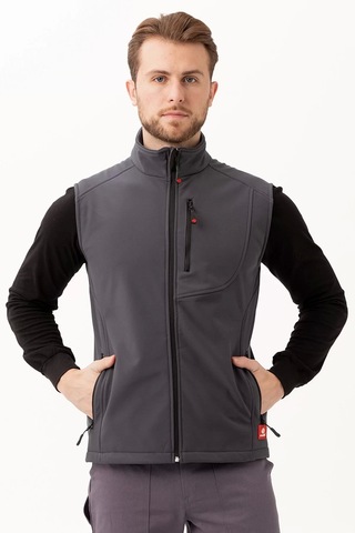 Softshell Erkek Yelek Kışlık İş Güvenliği Salina Günlük Kullanıma Uygun Konforlu Kesim Fermuarlı Füme