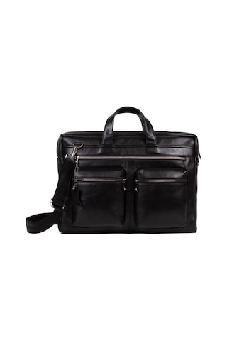 Newish Polo Erkek Siyah Hakiki Deri Evrak Notebook Çantası Siyah