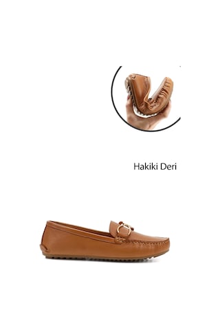 Gönderi(R) Gönderi R Kadın Taba Antik Tokalı Rok Hakiki Deri Comfort Loafer Ddza78245125 Taba Antik