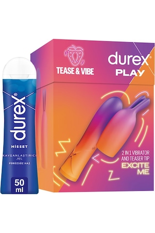 Durex 2'si 1 Arada Vibratör ve Uyarıcı Başlık + Durex Hisset Jel 50 ML