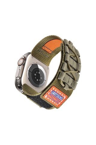 Apple Uyumlu Watch 44mm Fzd Krd-112 Orbital Örgülü Halat Tasarımlı Naylon Kumaş Hasır Kordon-gri