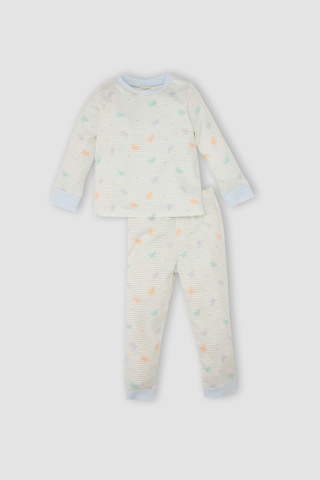 DeFacto Kız Bebek Pijama Takım Kelebek Desenli Bisiklet Yaka Uzun Kollu Üst Beli Lastikli Uzun Alt D3440A524WNER98 Ekru