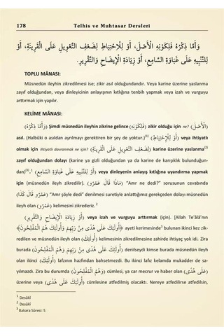 Telhis Ve Muhtasar Dersleri Meani İlmi / Selim Köroğlu