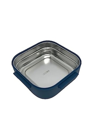 Vagonlife Bento 500ml Lunchbox Tek Katlı Çelik Sefer Tası Yemek Kutusu Lacivert-sarı