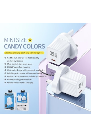 Wk Wp-u13 Cinsuy Hız Pd35w Tip-c Hızlı Şarj Cihazı, Fiş: Ab Fiş Beyaz Beyaz