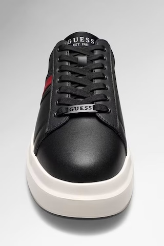 Guess Elba Deri Karışımlı Erkek Sneaker Ayakkabı Fmfeallea12 Siyah