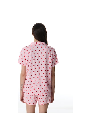 Penti Pembe Cute Hearts Gömlek Şortlu Pijama Takımı